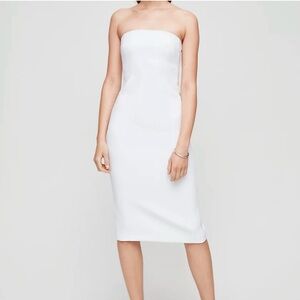 White strapless midi dress